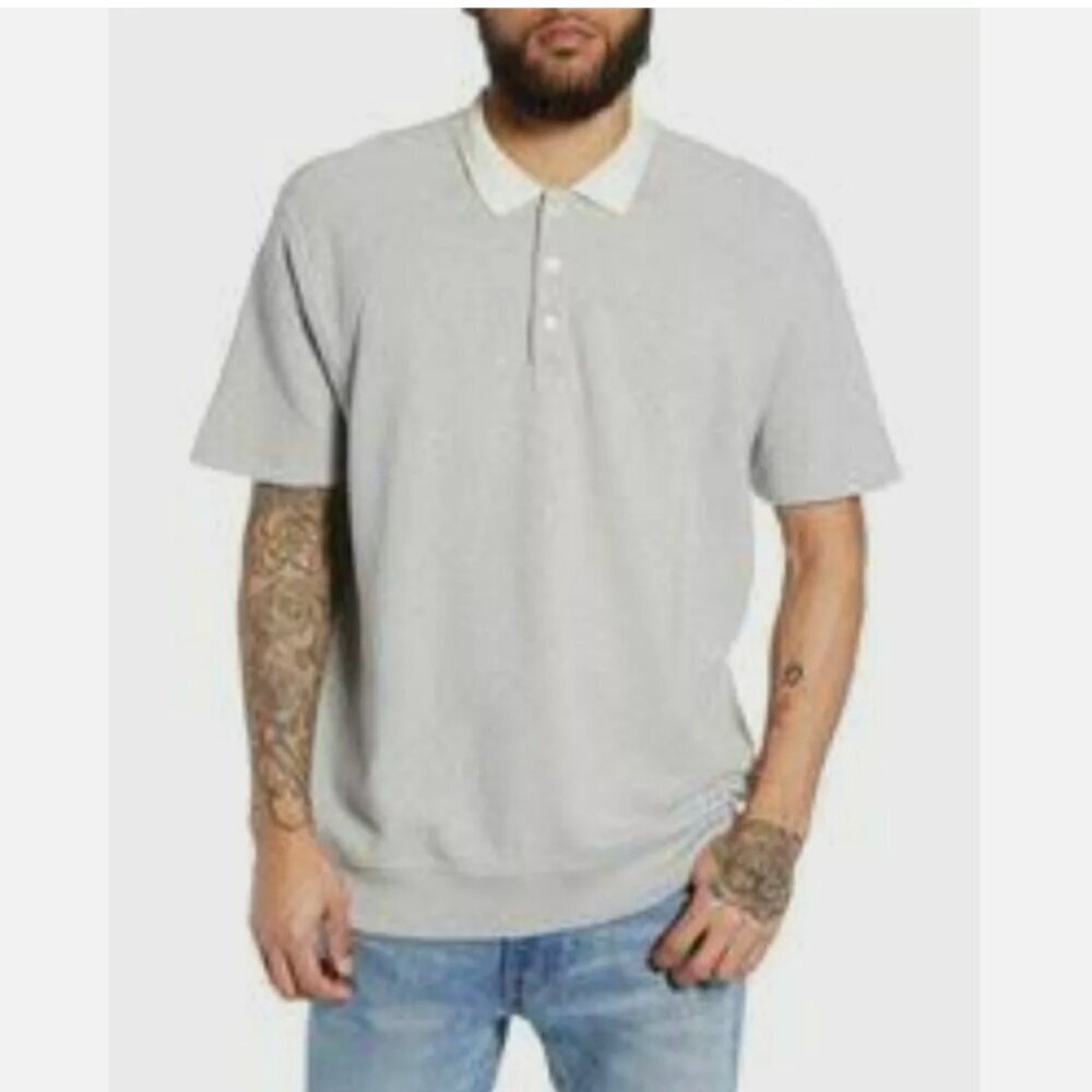 The Rail Short Sleeve Rugby Shirt, Grey Ash Heather‎ Mens Size XXL